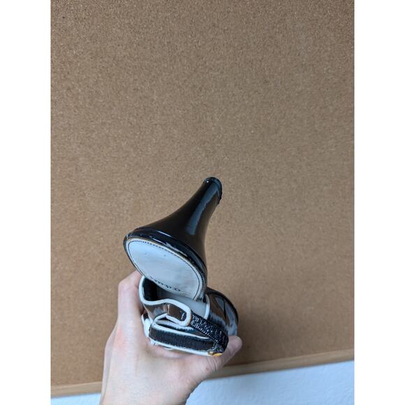Impo Way Black and White Faux Leather Slingback Peep Toes Heels Women's Size 6M - Picture 12 of 13